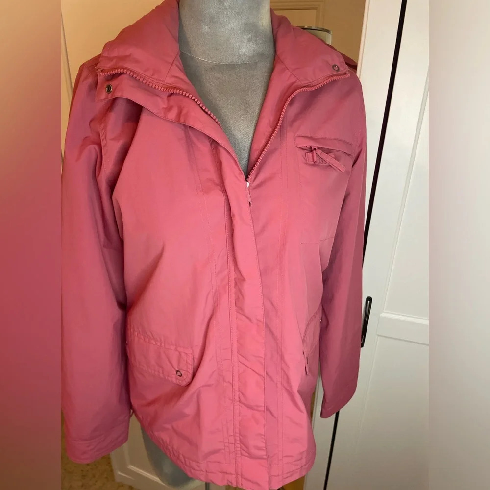 Lightweight Pink Charter Club rain jacket with zip-away hood size S